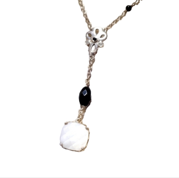 PANDORA Sincerity Sterling Silver Mother of Pearl Onyx Necklace - Picture 2 of 4